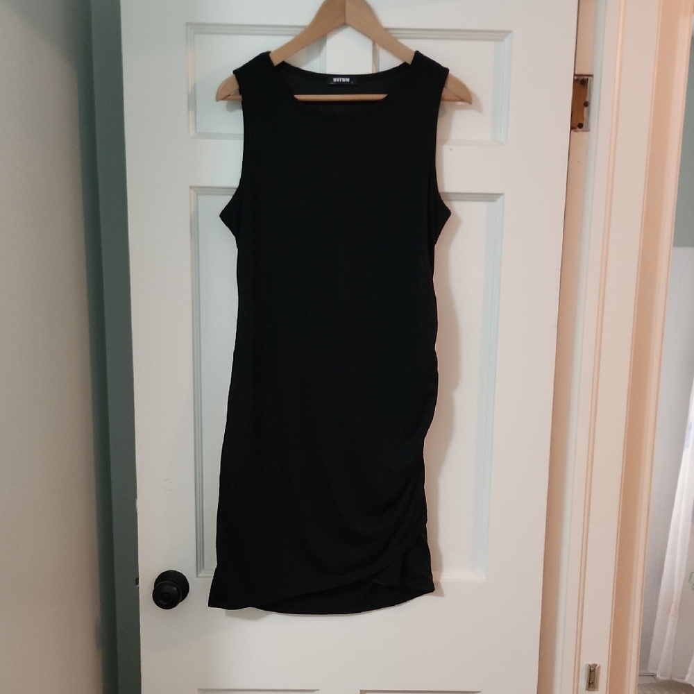 Black Ruched Sleeveless Mini Dress - Picture 4 of 5